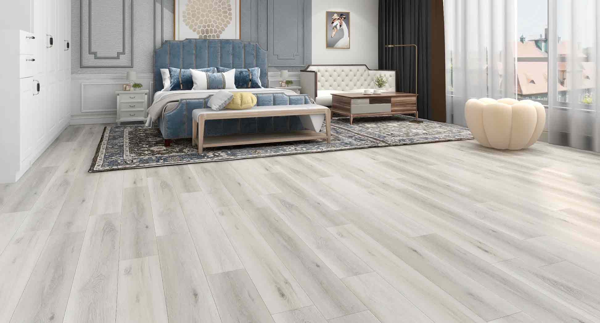 Calm gray flooring in a Sacramento bedroom