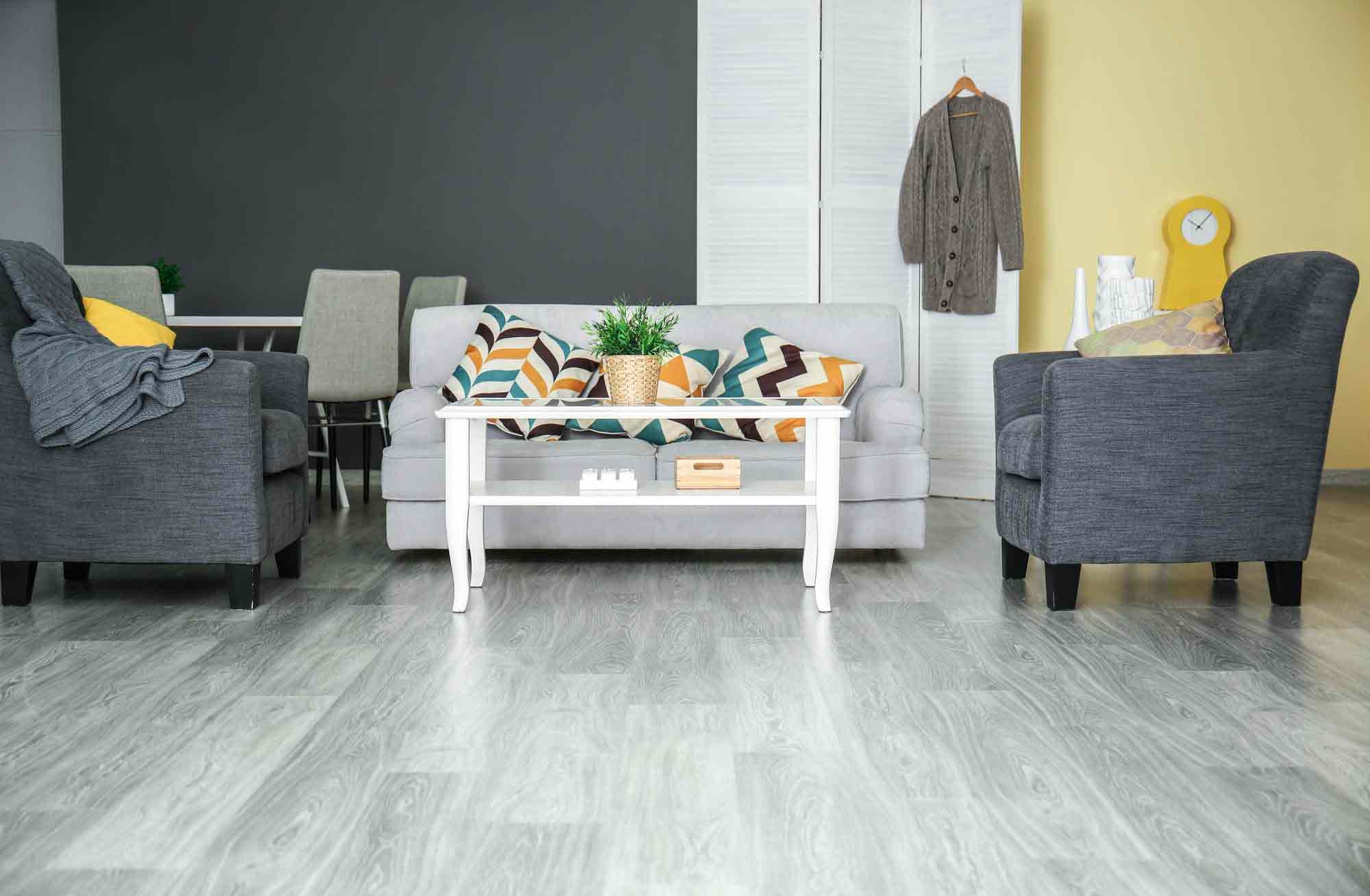 Bright gray reading room floor