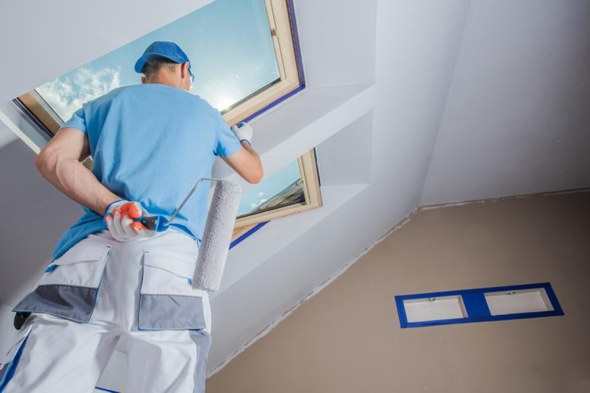 Caucasian,Men,Painting,His,Apartment.,Construction,Theme.